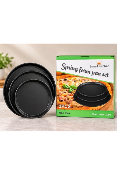 Primo Plus 3-Piece Non-Stick Round Pizza Pan Set – 29cm, 32cm & 35cm Baking T...