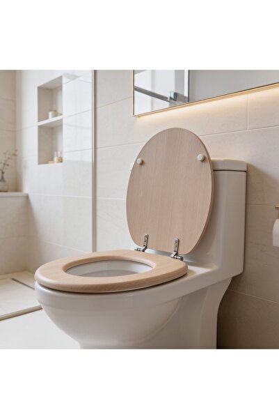 regata Scaun de toaletă din MDF cu aspect de stejar, închidere standard, 38 x...