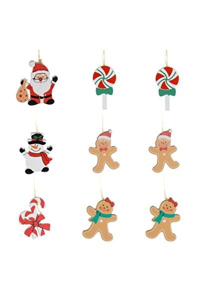 DD SHOP Set Ornamente Brad de Craciun Figurine din Lemn in Casa din Lemn 3.5c...