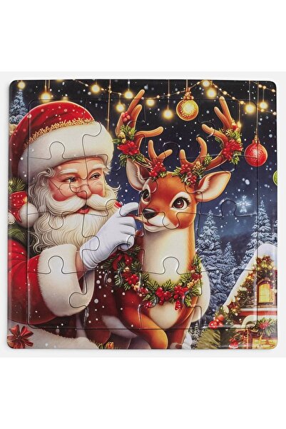 DD SHOP Puzzle mini de Craciun cu Mos Craciun, 16 bucati in cartela, jucarie ...