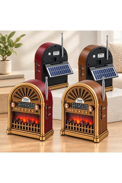 azolara Solar Şarjlı Retro Bluetooth Radyo Hoparlör - AM/SW, USB/Type-C