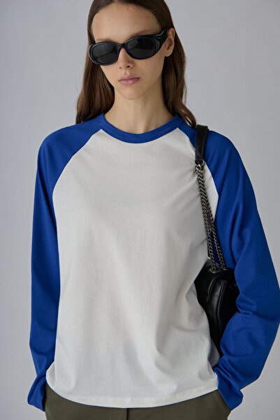 Suud Collection Синя реглан тениска с два цвята