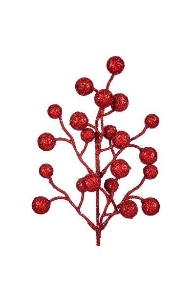 DD SHOP Ramura Decorativa de Craciun cu Pomusoare Rosii 43cm - Crengute Decor...