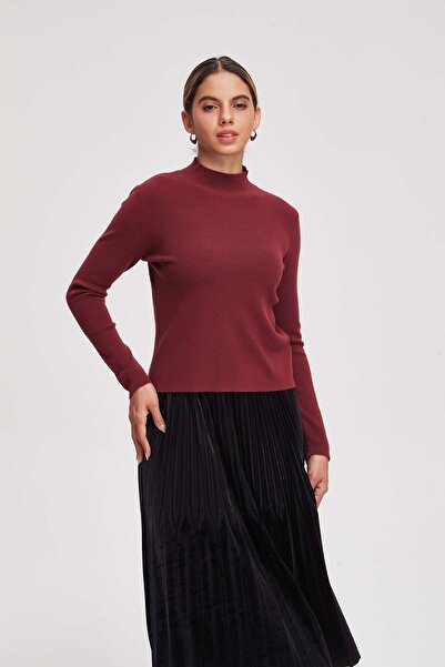 menta Ribbed Long-Sleeved High-Neck Top