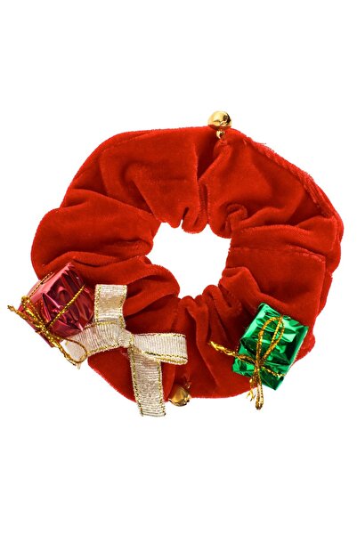 DD SHOP Elastic Textil de Par Rosu cu Cadouri & Clopotei - Accesorii Craciun