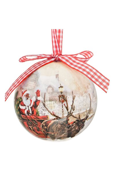 DD SHOP Ornament Brad de Craciun Vintage Mos Craciun cu Sanie Ø7,5cm