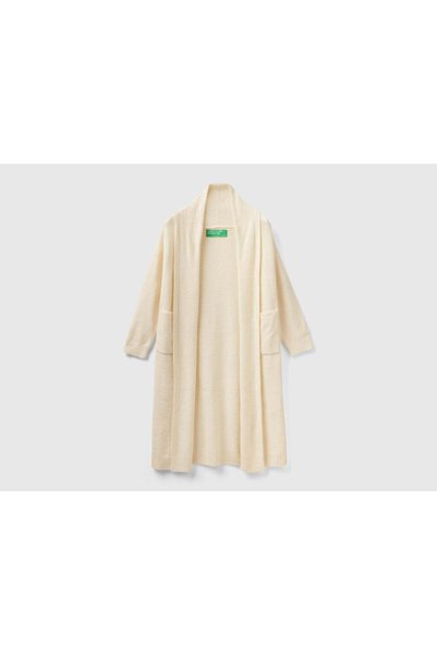 United Colors of Benetton كارديجان نسائي طويل مع جيوب