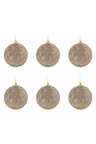 DD SHOP Set Globuri de Craciun Bej Sampanii cu Glitter Ø8cm - 6buc - Decorati...