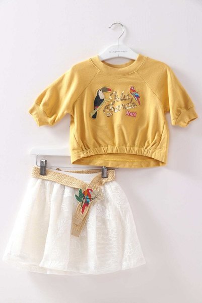Gingersnaps Girls Printed Half-Sleeve Sweater