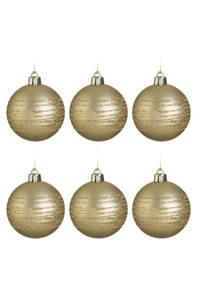 DD SHOP Set Globuri de Craciun Aurii Mat Glitter Ø6cm - 6buc - Decoratiuni