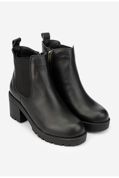 Dasha Botine dama negre din piele naturala