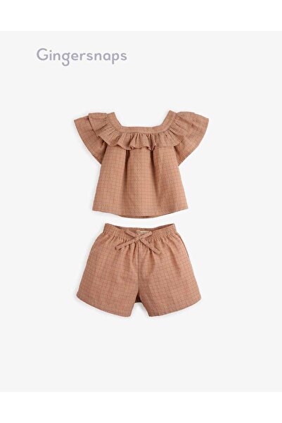 Gingersnaps Girls' Checkered Half-Sleeve Top Set