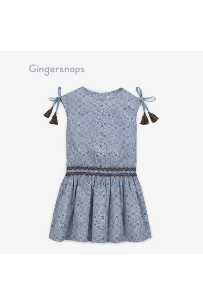 Gingersnaps فستان بناتي مطبوع بخصر مطاطي