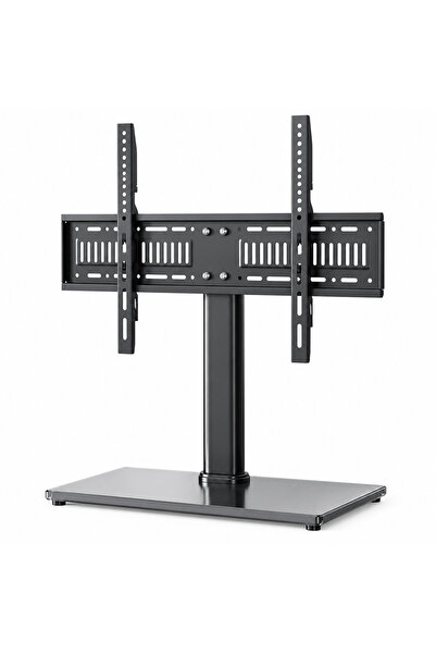 DK-AC-VT40 32"-65"50kg Ayarlanabilir Masaüstü TV Standı 3 Kademeli Yükseklik Siyah Temperli Cam
