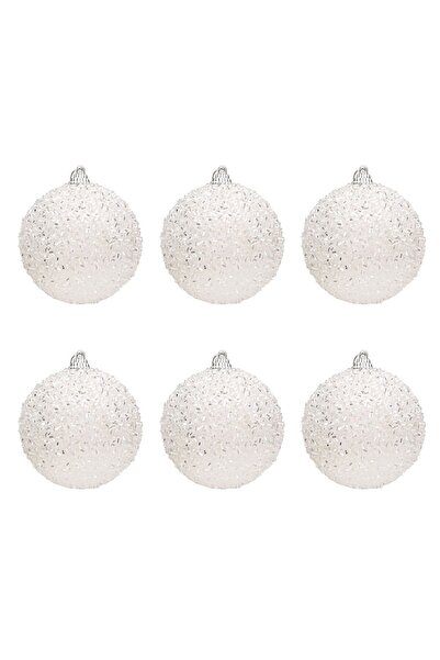 DD SHOP Set Globuri de Craciun Albe cu Beteala Ø8cm - 6buc - Decoratiuni