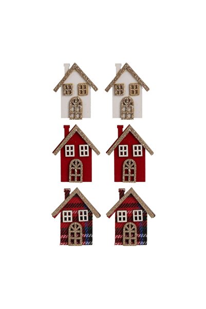 DD SHOP Decoratiuni Autocolante de Craciun Casute din Lemn 4,5cm - 6buc