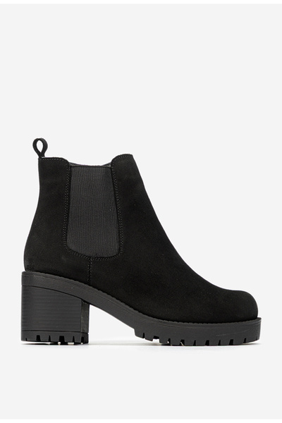 Dasha Botine dama negre din piele intoarsa
