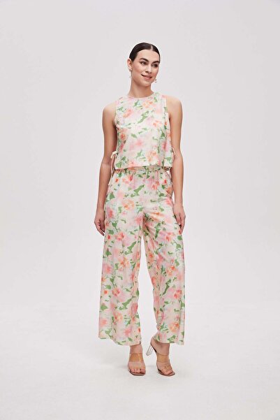 menta Floral Sleeveless Crop Top