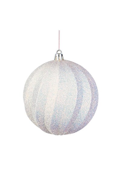 DD SHOP Ornament Brad de Craciun Glob Alb cu Glitter Irizat Model Valuros Ø10cm
