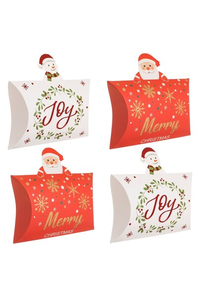 DD SHOP Cutii plic pentru dulciuri de Craciun, carton rosu si alb cu decorati...
