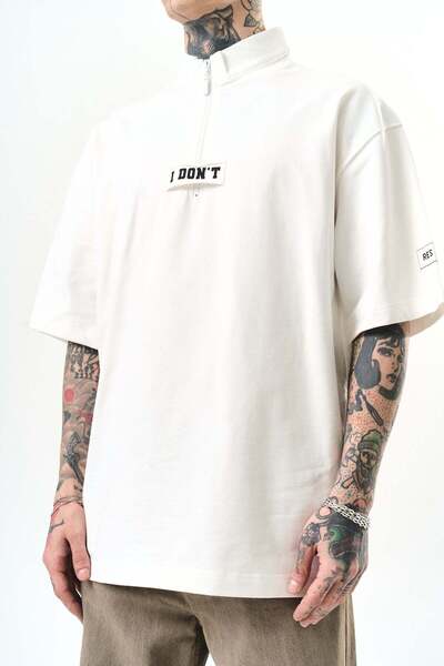 Respire Tricou Oversize Bărbați, Tricou Supradimensionat Streetwear Half-Zip ...