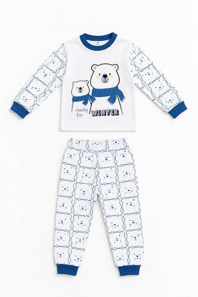 LUCEVERA Baby Pajama Set Unisex Long Sleeve Teddy Bear Patterned 2 Piece Top ...