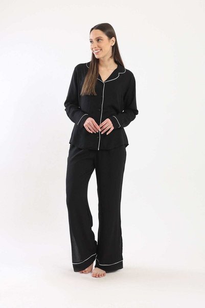 CARINA Solid Long-Sleeve Pajama Set