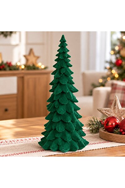 DD SHOP Brad 3d verde catif 13x32cm - Decoratiuni Catifelate Craciun
