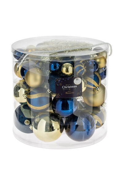 DD SHOP Set Globuri de Craciun Albastre Aurii Mate Stralucitoare cu Glitter 4...
