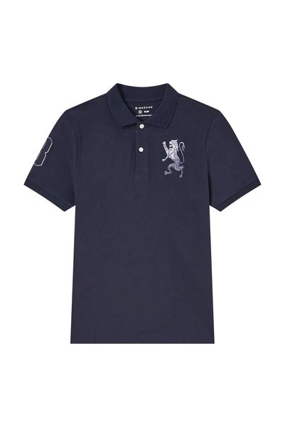 Giordano Men's Slim Fit 3D Lion Embroidery Lycra Pique Polo