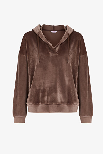 Penti Bej Soft Kadife V Yaka Uzun Kollu Sweatshirt