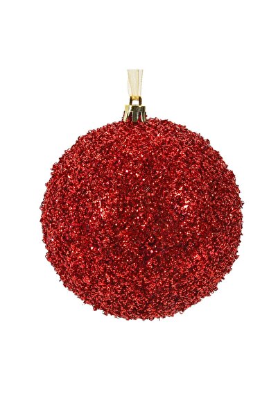 DD SHOP Ornament Brad de Craciun Glob Rosu cu Tonsel Ø10cm - Globuri Decorati...
