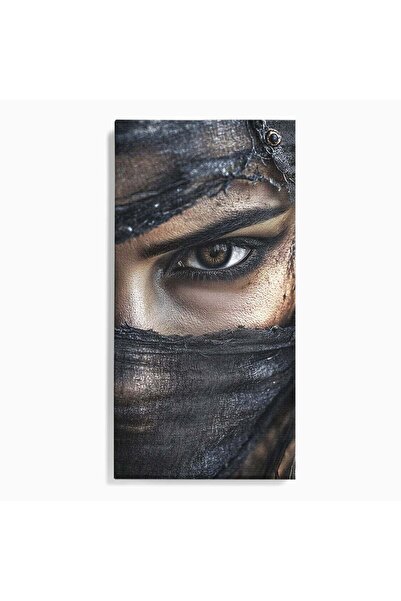 Luxcanva Tablou Canvas Ochiul Enigmatic 60x120 cm pe Sasiu Lemn Portret Voal ...