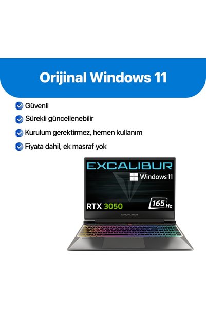 CASPER Excalibur G870 Intel Core 7-230H 8GB 500GB RTX3050 165HZ 15.6" Freedos Gaming Laptop G870.230H-8VJ0X-C