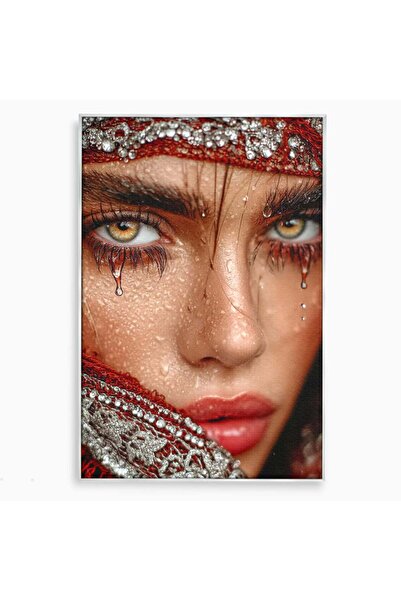 Luxcanva Tablou Canvas Privire Hipnotica 70x100 cm cu Rama Argintiu Seductie ...