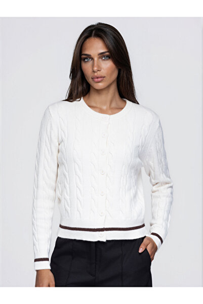 OMBRE Damenpullover, figurbetont, V-Ausschnitt OW-SW-E0028 Ecru
