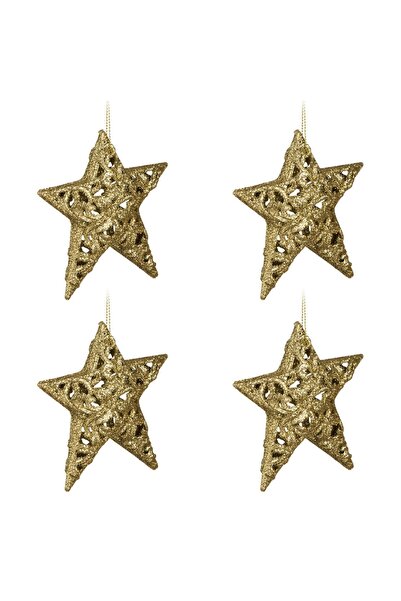 DD SHOP Set Ornamente Craciun Stele Aurii 10cm - 4buc - Globuri Decoratiuni