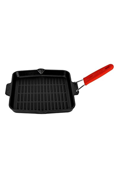 Lava Square grill pan, 24 x 24 cm, red handle -