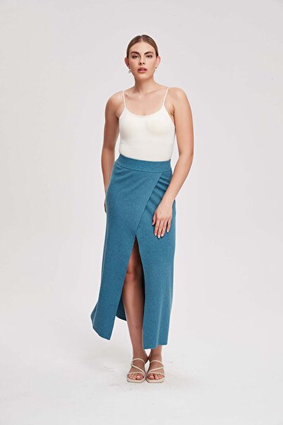 Livia Women's Plain Midi Skirt with Slit