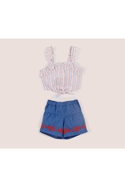 Gingersnaps Girls Ruffled Top and Jeans Shorts Set