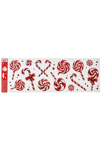 DD SHOP Autocolante pentru geam de Craciun, candy cu glitter holografic, 60x2...