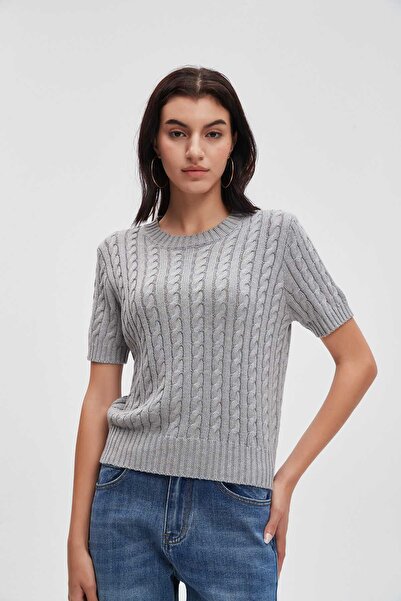 menta Ribbed Half-Sleeve Top