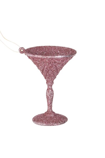DD SHOP Ornament Brad de Craciun Pahar Cocktail cu Glitter Roz 9cm - Ornament...