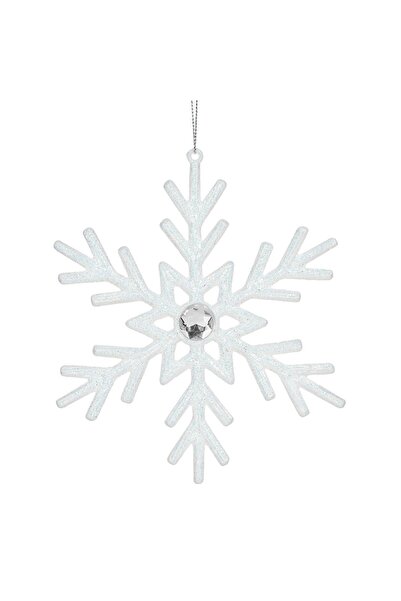 DD SHOP Ornament Brad de Craciun Fulg Alb cu Glitter Piatra 15cm - Ornamente ...