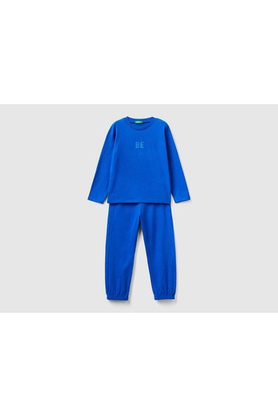 United Colors of Benetton Boys' Long Pajamas with Logo Print