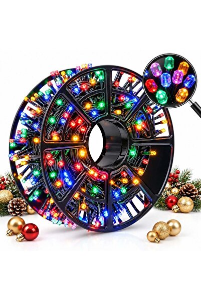 JML Instalatie LED pe Rola 85m, 400 LED-uri Multicolore, Fir Negru, Bec Model...