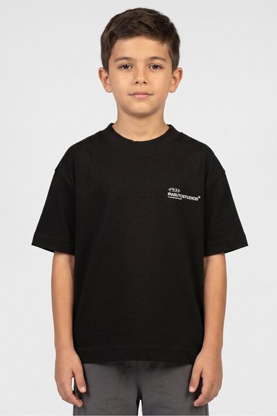 Irasuto Studios Kids Boy Short Sleeve Brand Logo T-shirt, Black