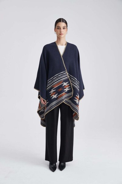Yola Long Patterned Poncho