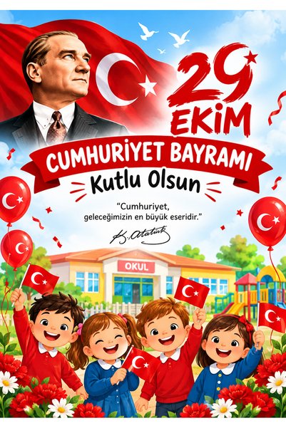 WINK FOL 29 Ekim Cumhuriyet Bayramı Okul Panosu Afişi 70x100 cm Posteri