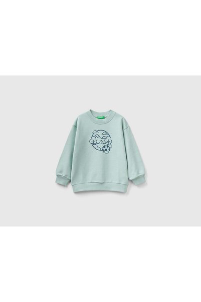 United Colors of Benetton سترة رياضية للأولاد بأكمام طويلة وشعار مطبوع